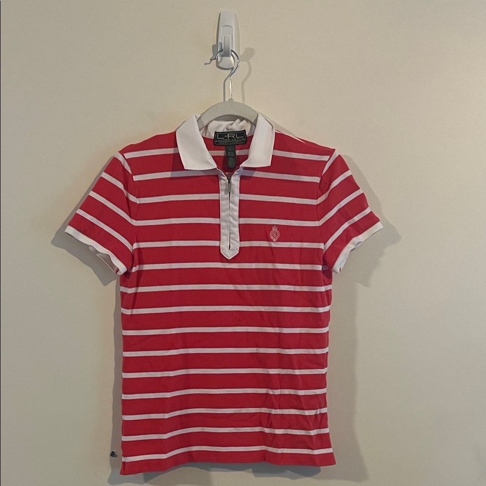 Vintage Ralph‎ Lauren Striped Polo Women's Pink White Preppy Collegiate Active S
